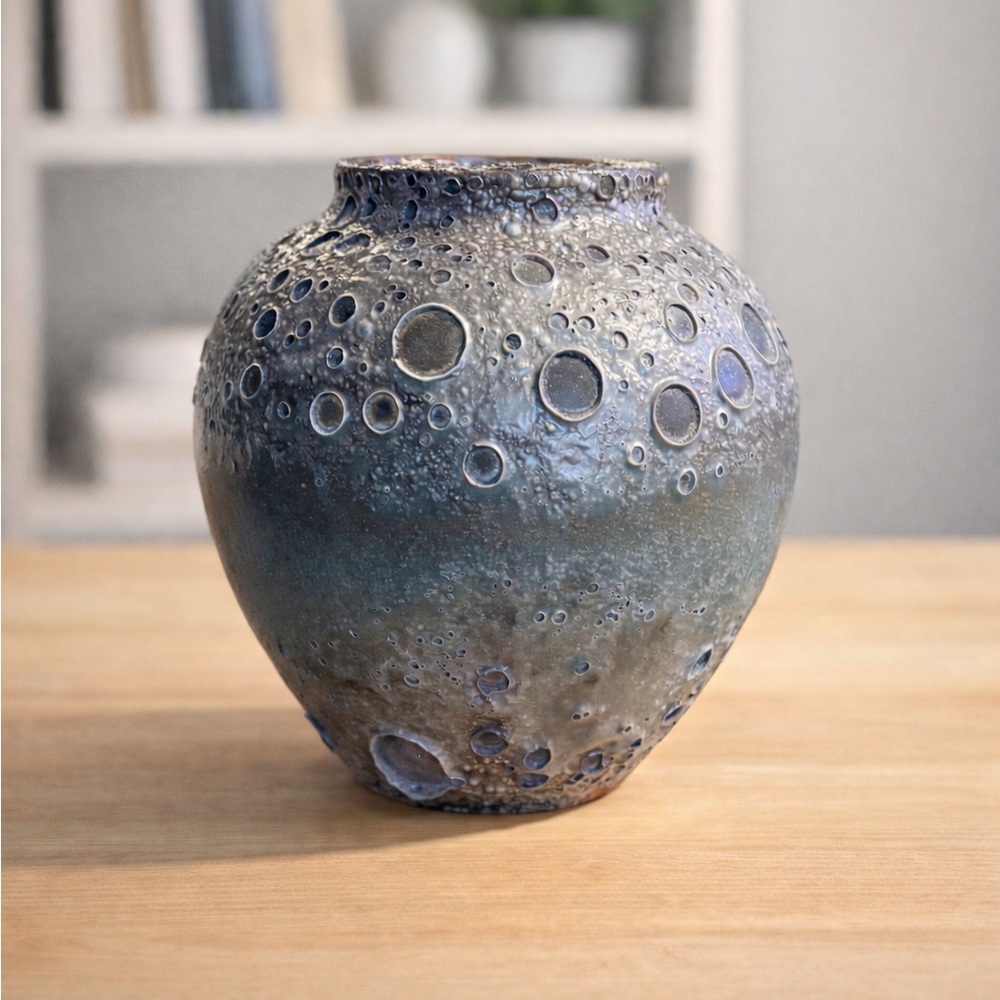 Elegant Blue and Gray Ceramic Vase